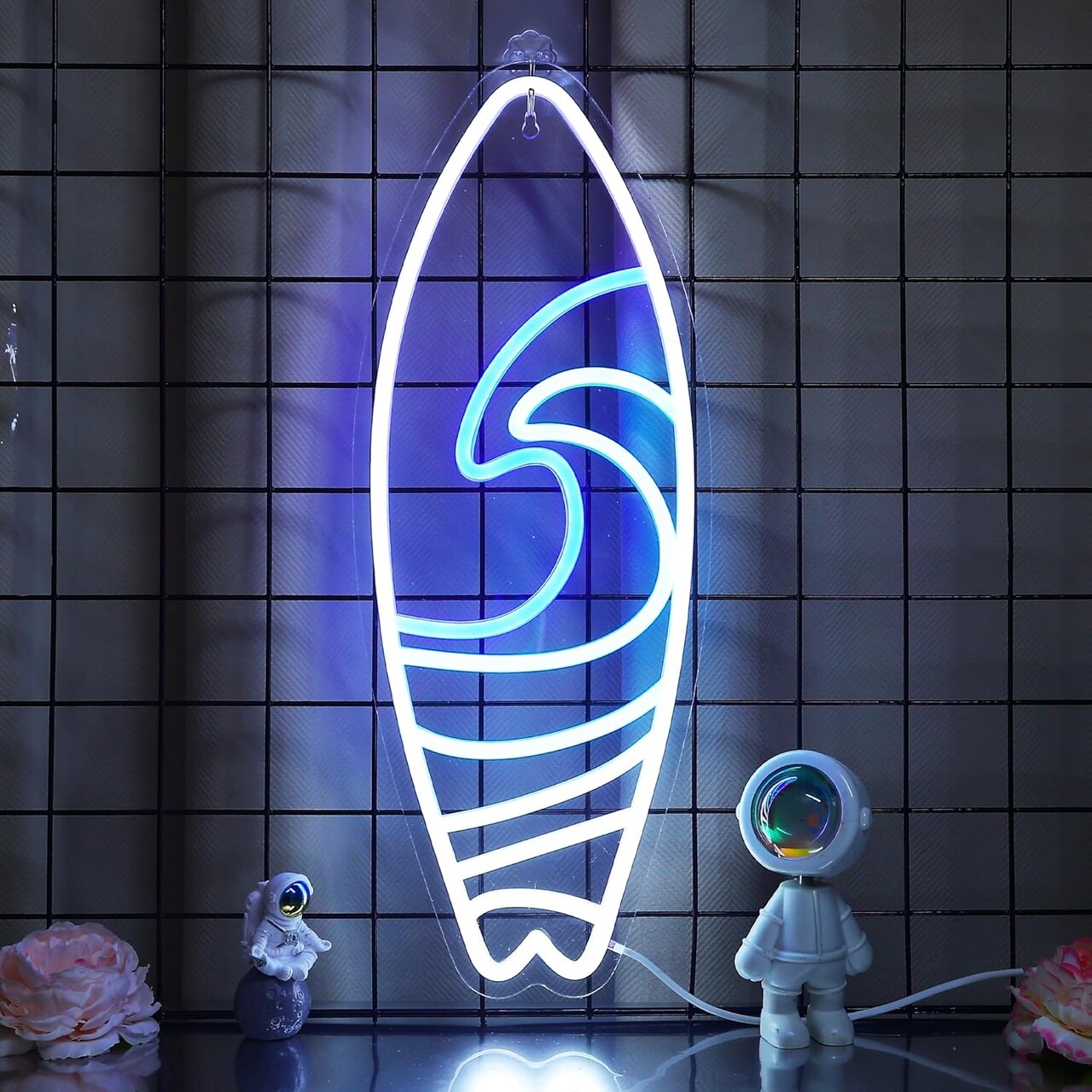 Surfboard Neon Sign, Dimmable LED Beach Wave Neon Signs USB Powered, Decorations for Man Cave Home Summer Beach Restaurant Bar Bistro Club, Gifts for Surfers